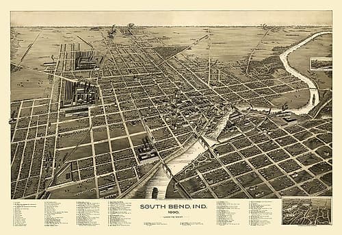 South Bend Indiana - Pauli 1890 Art Print