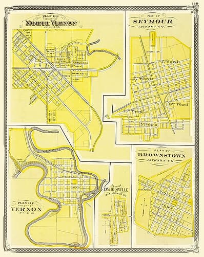 Vernon, Seymour, Brownstone Indiana - Baskin 1876 Vintage Print