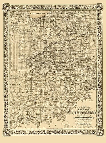 Indiana - Colton 1860 Victorian Print