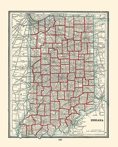 Indiana - Rathbun 1893 Vintage Print
