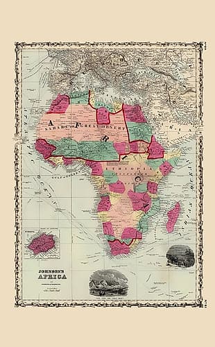 Africa - Johnson 1860 Vintage Print