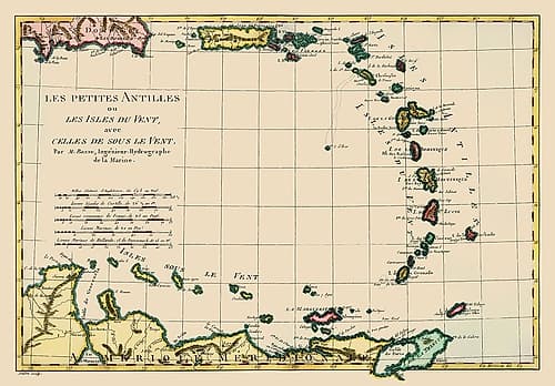 Antilles - Bonne 1787 Vintage Print
