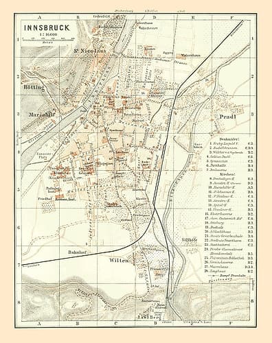 Innsbruck Austria - Baedeker 1896 Art Print