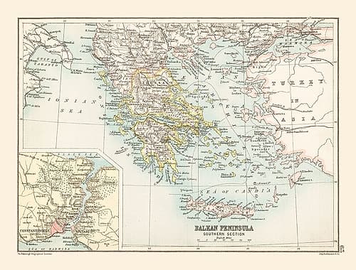 Southern Balkan Peninsula Europe - Bartholomew Art Print