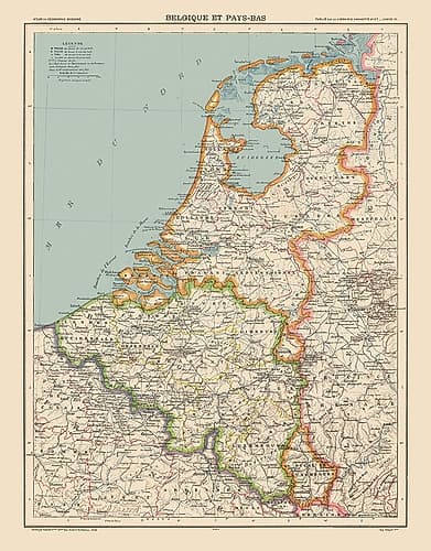 Belgium Netherlands - Schrader 1908 Art Print