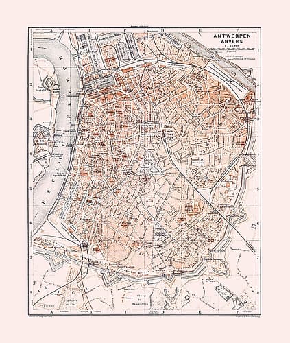 Antwerp Belgium Europe - Baedeker 1910 Art Print