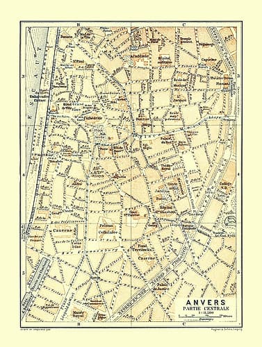 Anvers Central Part Belgium Europe - Baedeker 1910 Art Print