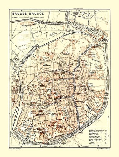 Bruges Belgium Europe - Baedeker 1910 Art Print