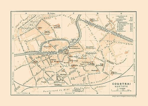 Courtrai Kortrijk Belgium Europe - Baedeker 1910 Art Print