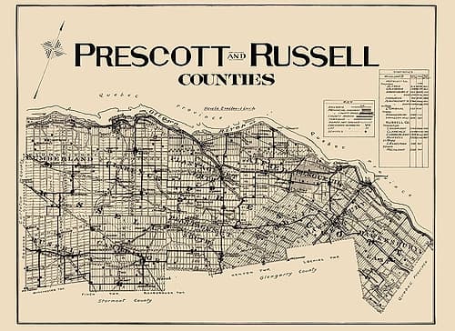Prescott Russell Counties Canada - Lloyd 1923 Vintage Print