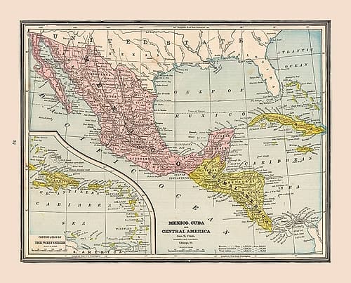 Mexico Guatemala Honduras Nicaragua Costa Rica Art Print