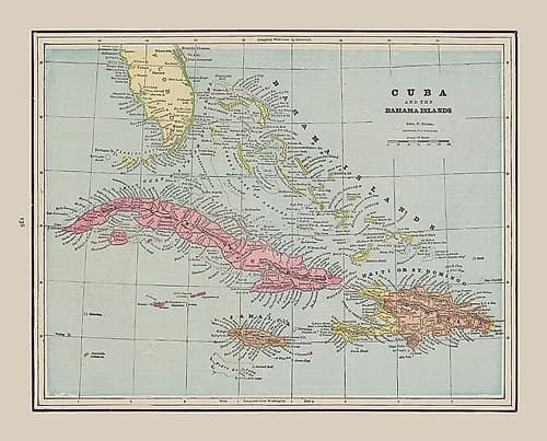 Central America Cuba Bahama Islands - Cram 1892 Vintage Print