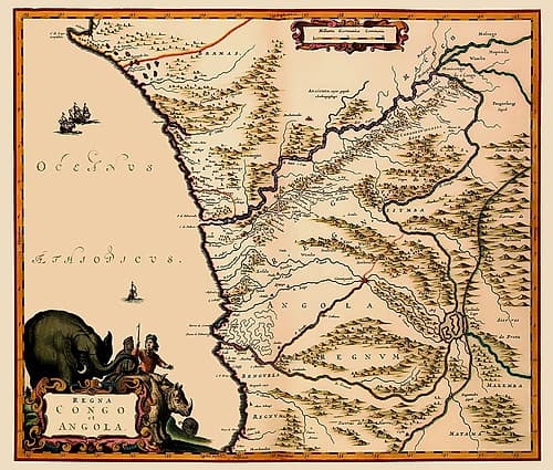 Congo Angola Africa - Blaeu 1662 Vintage Print