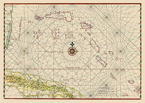 Cuba Bahamas - Vinckeboons 1650 Vintage Print