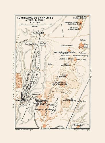 Africa Tombs of the Kalifs Egypt - Baedeker 1913 Vintage Print