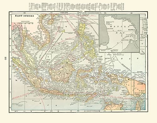 East Indies China Philippines - Cram 1898 Art Print