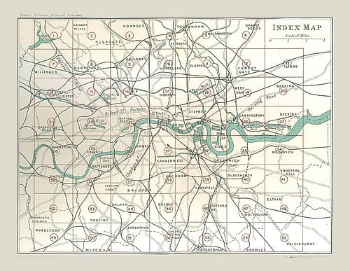 Index Atlas of London England - Philip 1902 Vintage Print