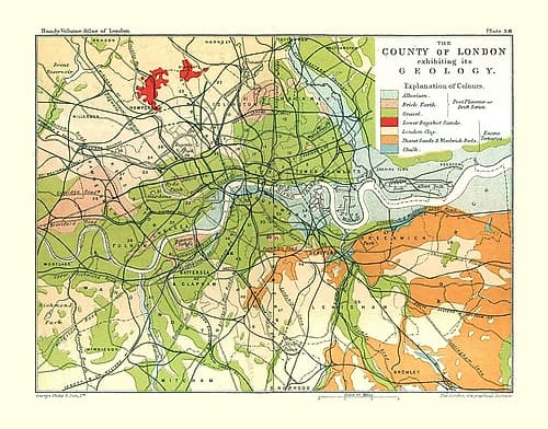 London England Geology - Philip 1904 Vintage Print