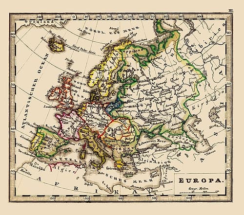 Europe - Stieler 1852 Art Print