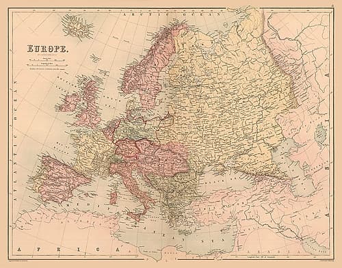 Europe - Black 1867 Art Print