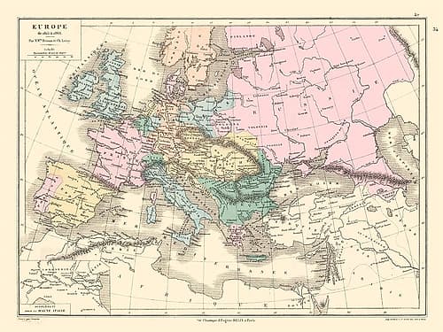 Europe 1815 to 1866 - Drioux 1882 Art Print