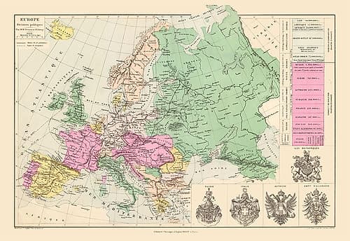 Europe Political Divisions - Drioux 1882 Art Print