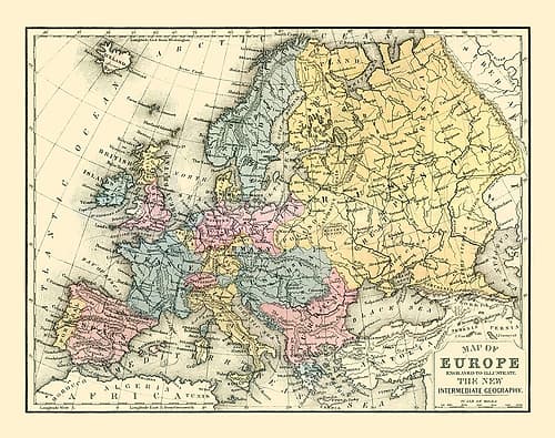 Europe - Mitchell 1869 Art Print