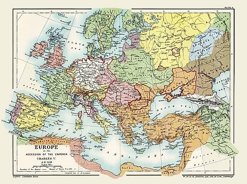 Europe Charles V 1519 AD - Poole 1902 Renaissance Print
