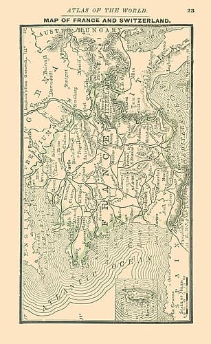 Europe France Switzerland - Alden 1886 Art Print