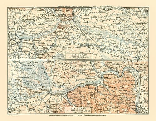 Europe Danube River Austria Hungary - Baedeker Art Print