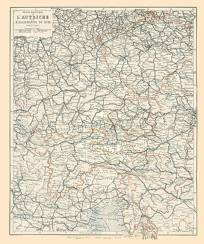 Europe Austria South Germany - Baedeker 1896 Art Print