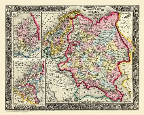 Russia in Europe Sweden Norway - Mitchell 1860 Art Print