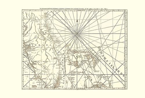 Bahamas, East Florida - Sartine 1775 Vintage Print