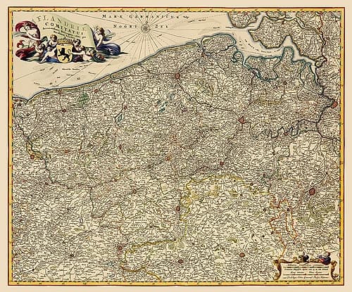 Benelux Flanders Belgium - Visscher 1680 Art Print