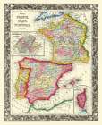 Europe France Spain Portugal - Mitchell 1860 Art Print