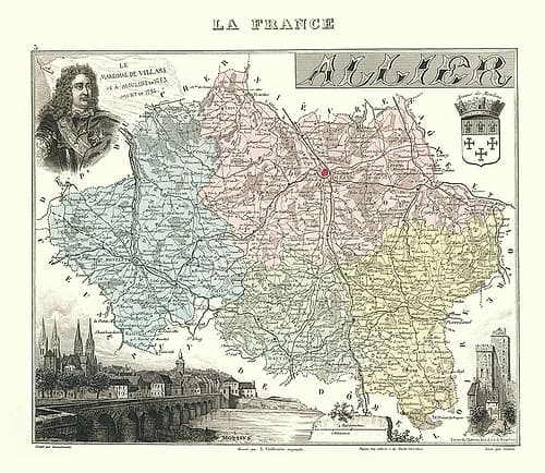 Allier Region France - Migeon 1869 Vintage Print