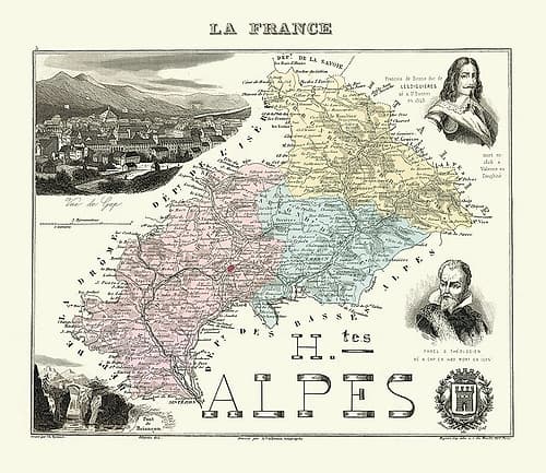 Hautes Alpes Region France - Migeon 1869 Art Print