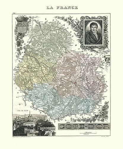 Cote dor Region France - Migeon 1869 Vintage Print