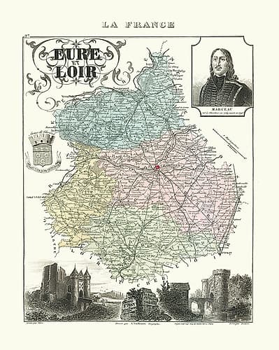 Eure et Loir Region France - Migeon 1869 Vintage Print