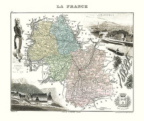 Isere Region France - Migeon 1869 Vintage Print