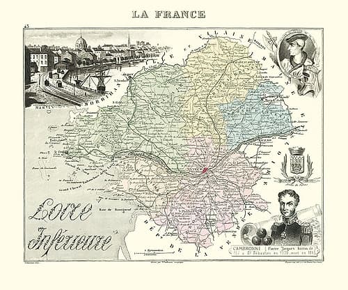 Loire Inferieure Region France - Migeon 1869 Vintage Print