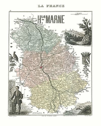 Haute Marne Region France - Migeon 1869 Vintage Print