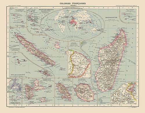 French Colonies France - Schrader 1908 Art Print