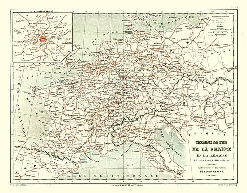 Railroads France - Cortambert 1880 Art Print