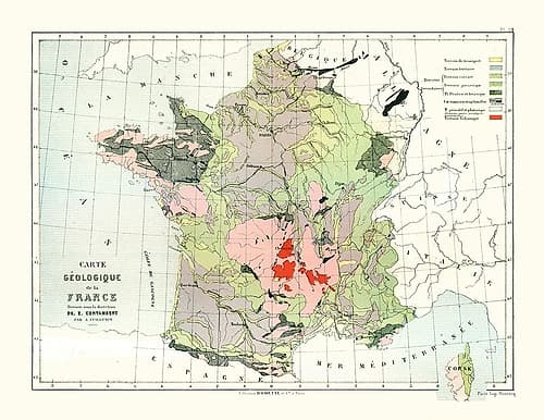 Geological France - Cortambert 1880 Art Print