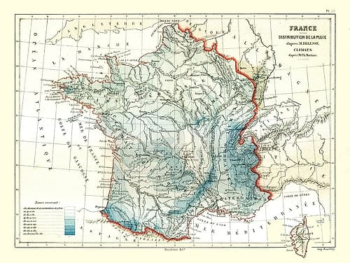 Rain Distribution France - Cortambert 1880 Art Print
