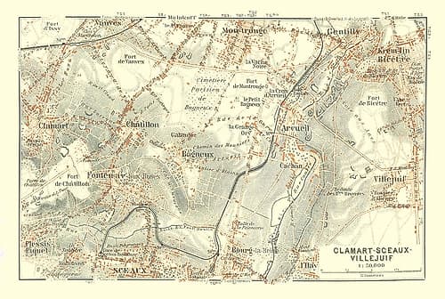 Town of Sceaux France - Baedeker 1911 Vintage Print