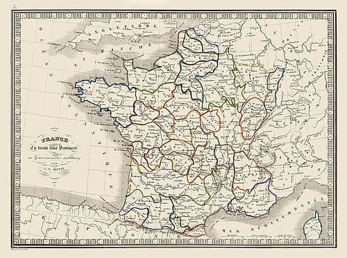 Thirty Two Provinces France - Monin 1839 Art Print