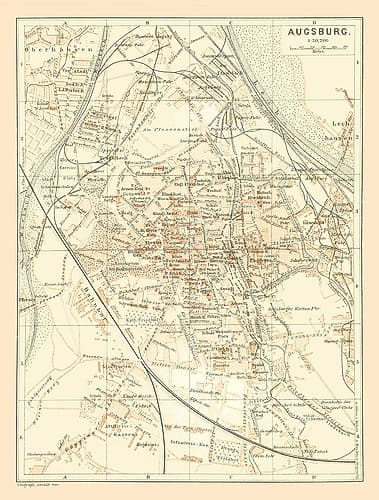 Augsburg Germany - Baedeker 1896 Art Print