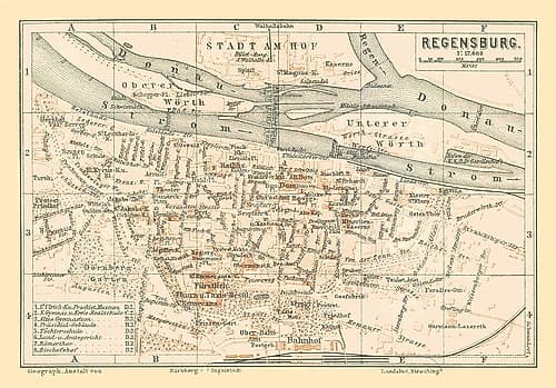 Regensburg Germany - Baedeker 1896 Art Print